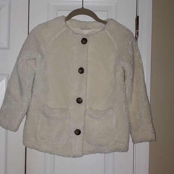 Hanna Andersson white sharpa coat  Sz 8  (130) - Picture 1 of 6